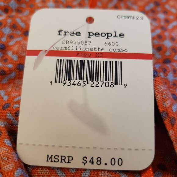 Free People Crop Vermillionette Top Sz XS - Picture 6 of 7